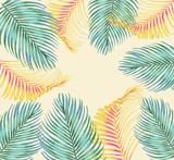 Frame of tropical palm leaves. Tropical theme template.