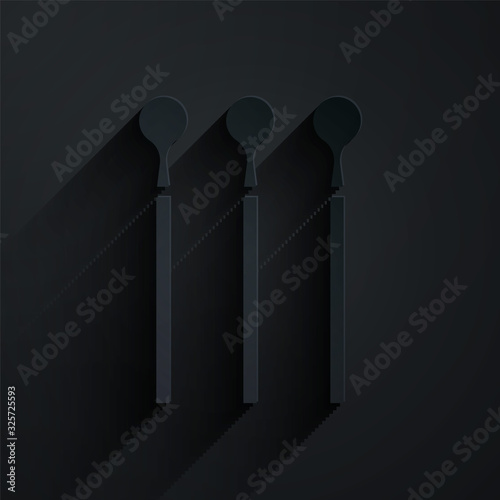 Paper cut Matches icon isolated on black background. Paper art style. Vector Illustration