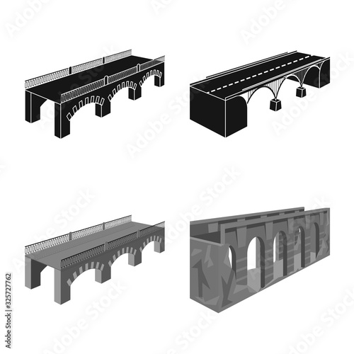 Vector illustration of connection and design sign. Set of connection and side vector icon for stock.