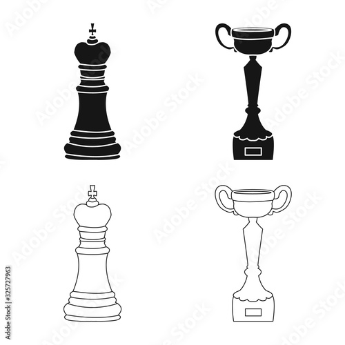 Vector design of checkmate and thin logo. Set of checkmate and target vector icon for stock.