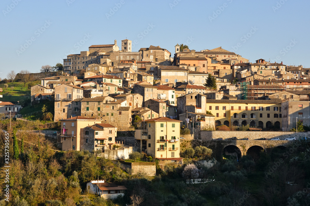 Panoramic view of a medieval village in central Italy.