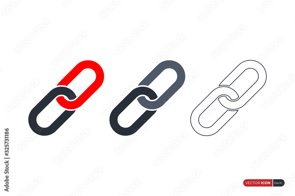 Chain Icons Set Link Symbol isolated on white background. Flat Vector Icon Design Template Element. Chain Icons Set Link Symbol isolated on white background. Flat Vector Icon Design Template Element.