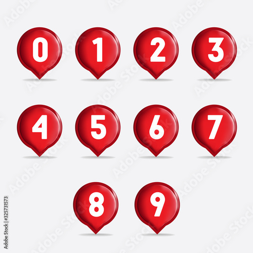 Set of Round 1-9 Numbers Icon Vector for Education and UI/UX Design