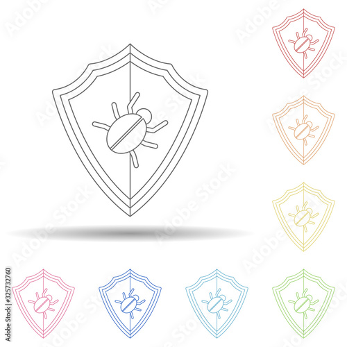 Shield from viruses in multi color style icon. Simple thin line, outline vector of virus antivirus icons for ui and ux, website or mobile application