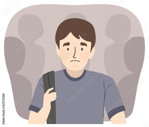 Teen Guy School Isolation Illustration