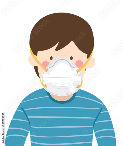 Man Wear N95 Face Mask Illustration