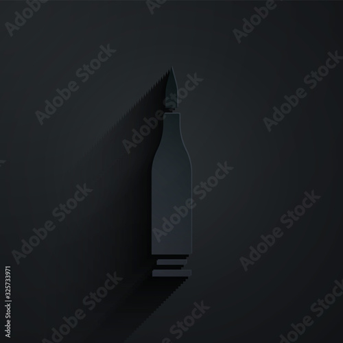Paper cut Bullet icon isolated on black background. Paper art style. Vector Illustration