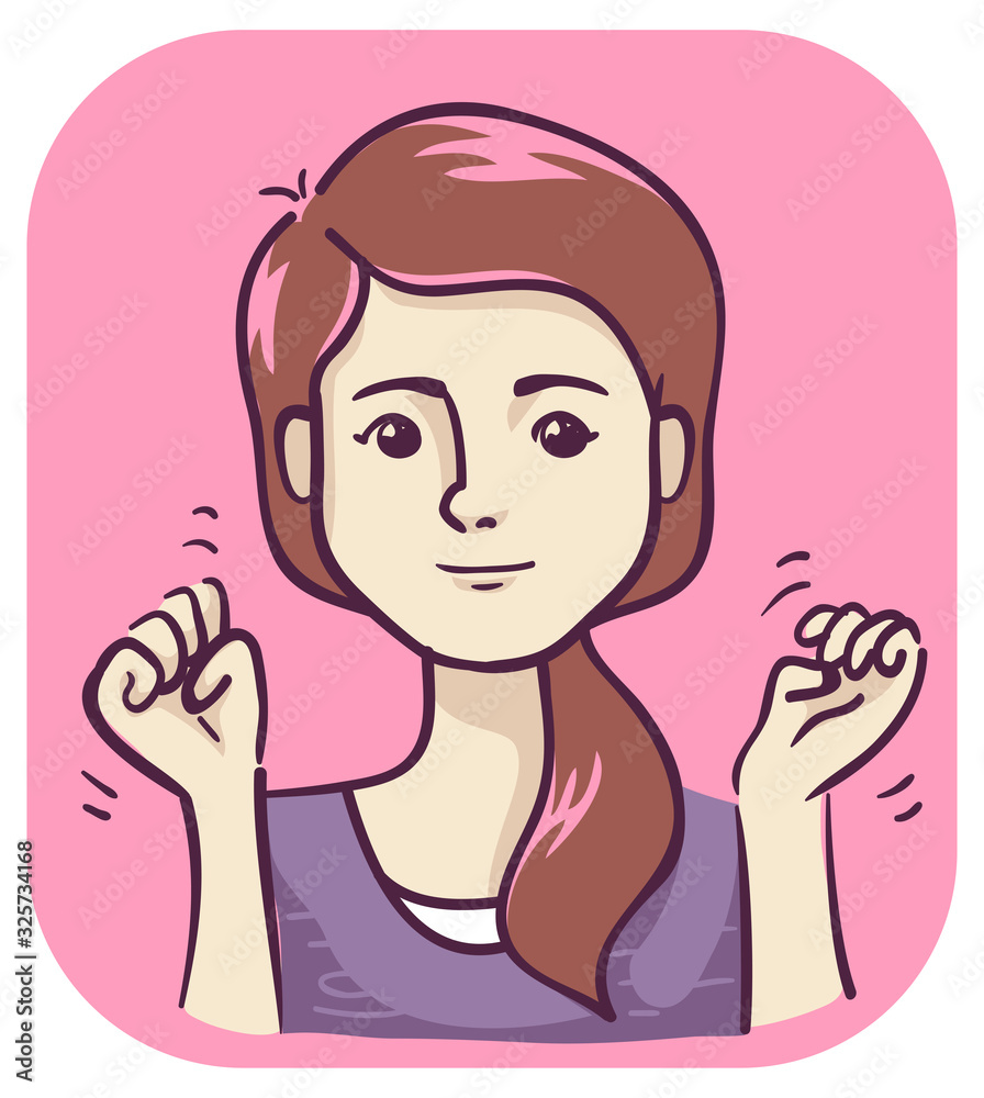 Girl Flapping Hands Tourette Symptom Illustration Stock Vector Adobe