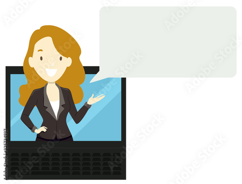 Girl Receptionist Online Check In Illustration
