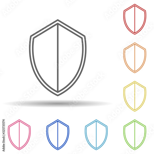 Shield line in multi color style icon. Simple thin line, outline vector of virus antivirus icons for ui and ux, website or mobile application