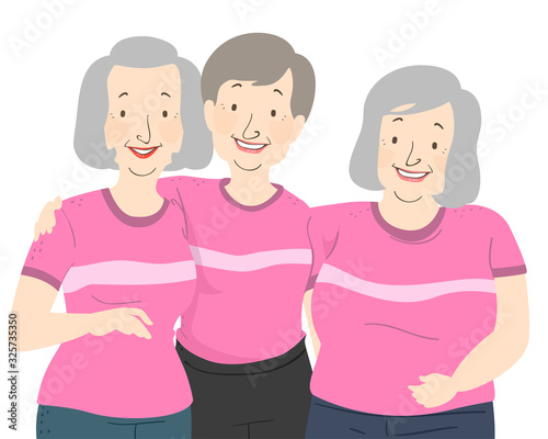 Senior Siblings Same Shirt Woman Illustration