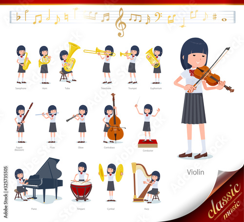 flat type school girl White shirt summer_classic music
