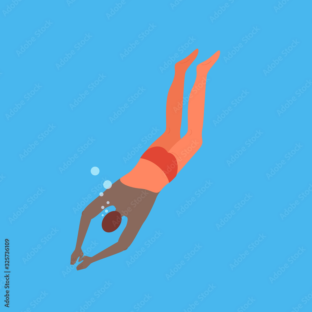 Swimmer under water Stock Vector | Adobe Stock