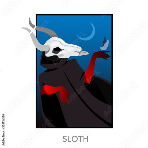 Fototapeta Seven deadly sins concept. Christian bible character with horn