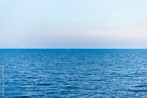 Seascape view, the sea stretching to the horizon.