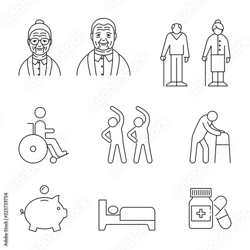 Old people vector icons line style