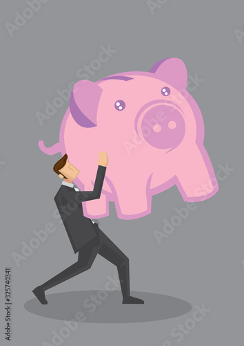 Walking Away with Huge Savings Conceptual Cartoon Vector Illustration