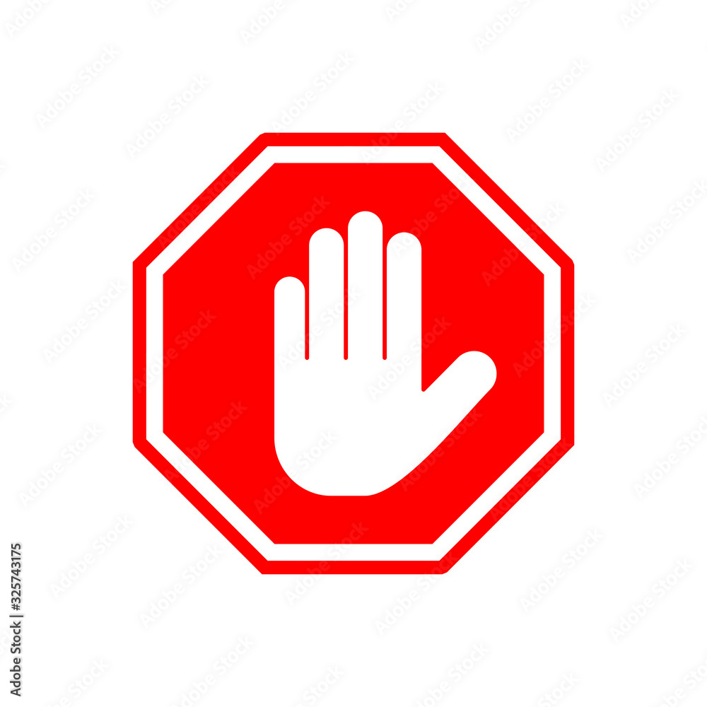 Stop icon isolated on white background. Hand symbol. Hand icon vector Stop icon isolated on white background. Hand symbol. Hand icon vector