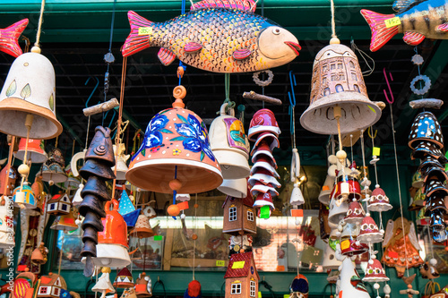 Stall with amber. Famous St Dominic Fair held annually in Gdansk, is one of the biggest trade and cultural open-air events in Europe.