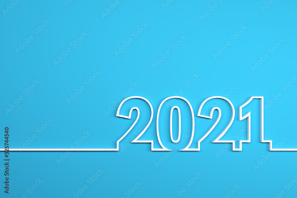 New Year 2021 Creative Design Concept - 3D Rendered Image	 - obrazy, fototapety, plakaty 