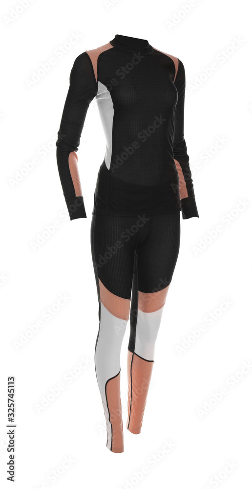 Thermal underwear set isolated on white. Winter sport clothes Thermal underwear set isolated on white. Winter sport clothes