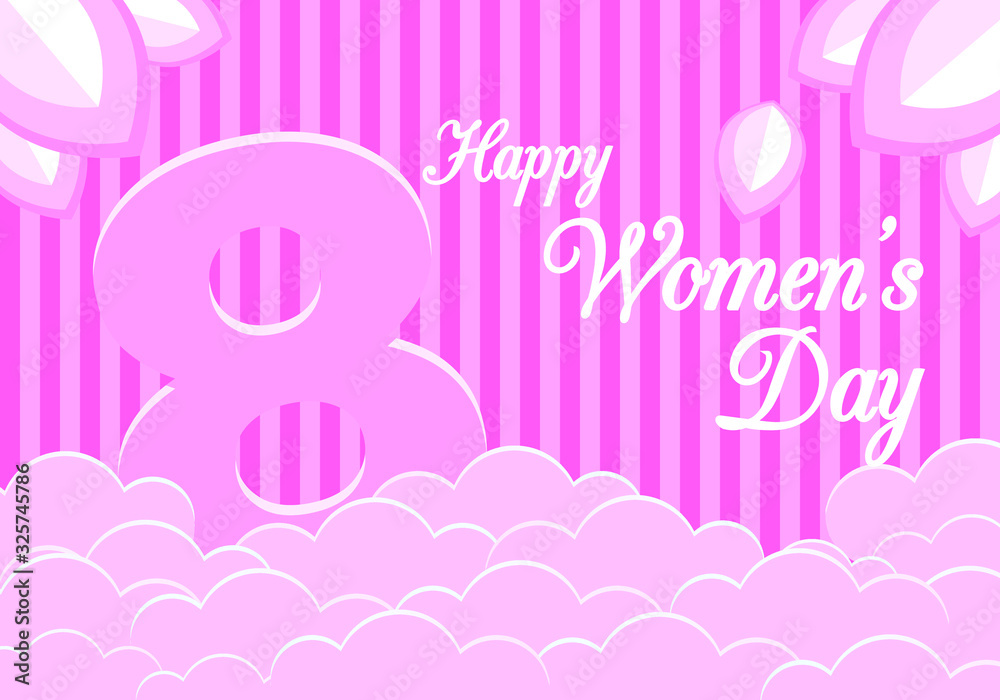 Happy women's day vector pink graphic