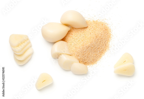 Garlic Cloves With Garlic Powder Isolated