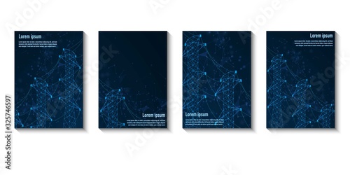 Abstract brochure design templates with High Voltage Power Pylon in isometric style. Steel Powerline Generator. Book design, blank, print design, journal. Brochure template. Layout vector template