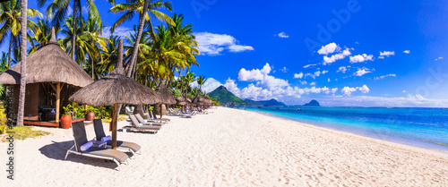 Most beautiful beaches of Mauritius island - Flic en Flac. Tropical holidays photo