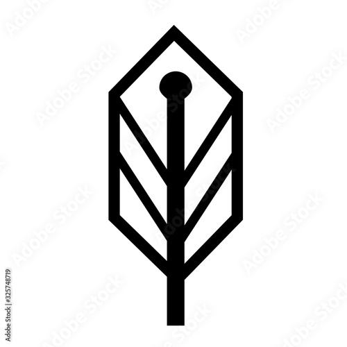 Art Deco Inspired leaf Design Silhouette Decorative Symbol for Design Projects