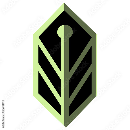 Art Deco Inspired Leaf Decorative Element Illustration Metallic Texture