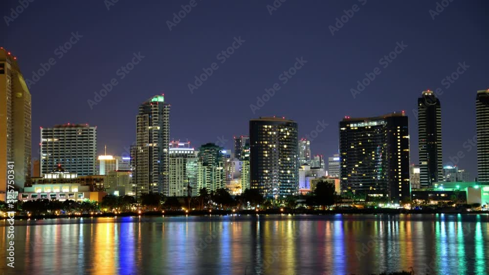 San Diego Night Skyline from Coronado Time Lapse California USA Tilt Up San Diego Night Skyline from Coronado Time Lapse California USA Tilt Up