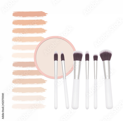 Set of make up brushes and foundation shades 