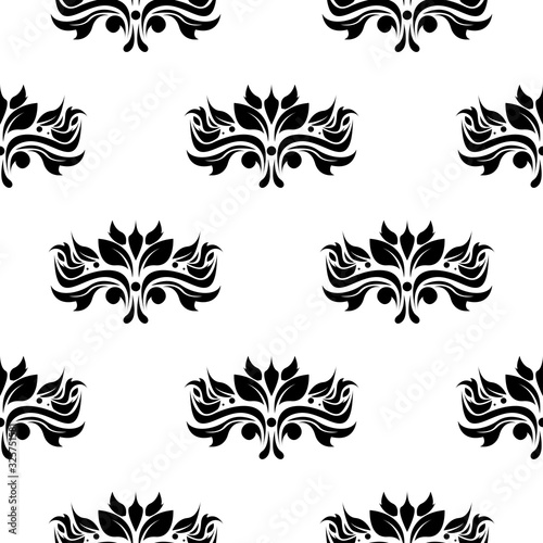 Black and white floral seamless pattern