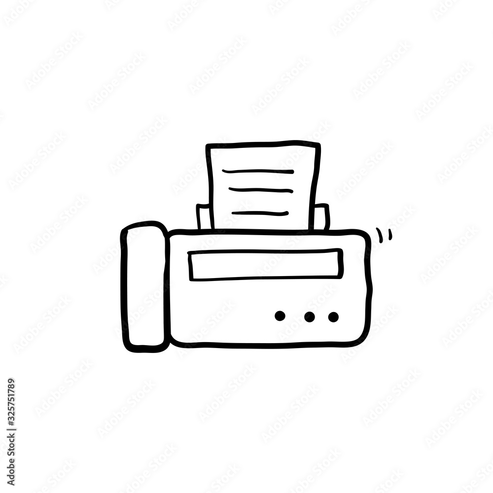 hand drawn fax icon illustration with doodle style vector