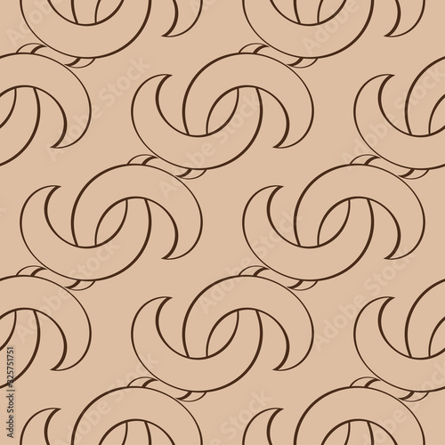 Brown abstract pattern on beige seamless background