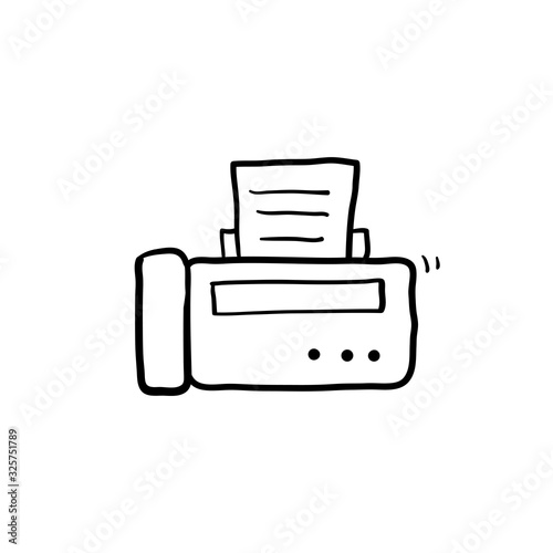 hand drawn fax icon illustration with doodle style vector