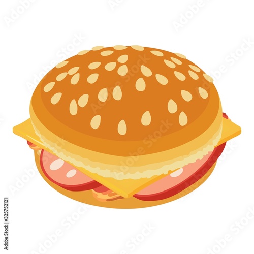 Tasty cheeseburger icon. Isometric illustration of tasty cheeseburger vector icon for web