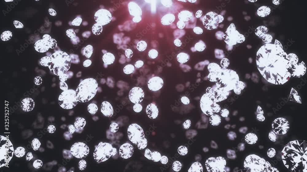 Fashion background. Crystals shining in rays of light fall on an lilac background. shallow depth of field video. 3d rendering Fashion background. Crystals shining in rays of light fall on an lilac background. shallow depth of field video. 3d rendering
