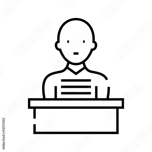 Defendant line icon, concept sign, outline vector illustration, linear symbol.