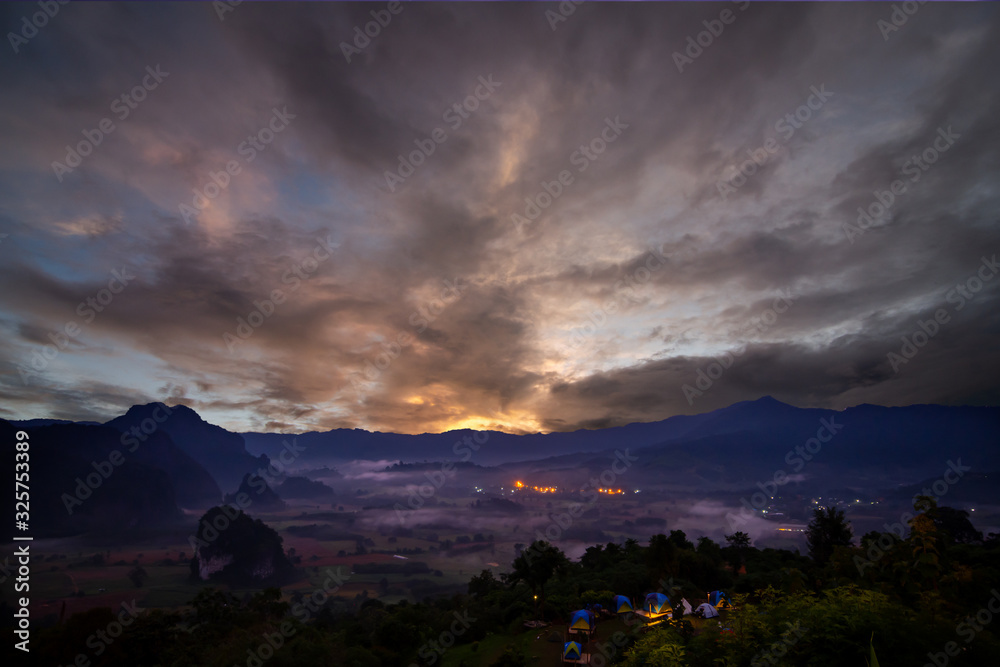 Morning time landscape at Phu Langka mountain National Park Payao Province thailand.