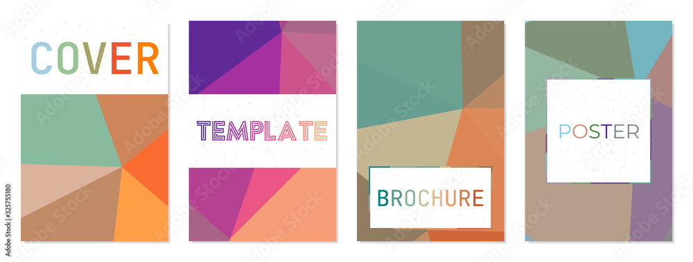 A4 brochure cover sheets. Can be used as cover, banner, flyer, poster, business card, brochure. Charming geometric background collection. Beautiful vector illustration.