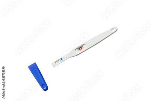 Pregnancy tester on white background. Pregnancy test isolated on a white background.