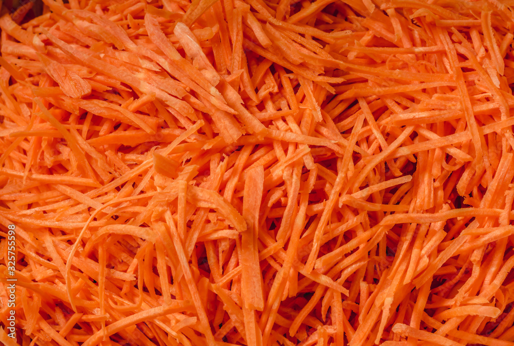 Sliced ​​carrots closeup. Shallow julienne.