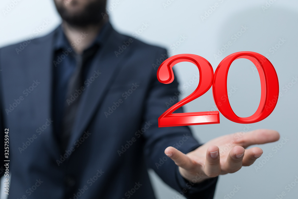 20 Anniversary 3d numbers. Poster template for Celebrating 20 anniversary event party. 20 Anniversary 3d numbers. Poster template for Celebrating 20 anniversary event party.