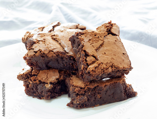 chocolate brownies on plate