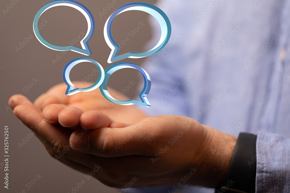 speech bubbles. People Chatting. 3d illustration of a communication concept, relating to feedback 3d speech bubbles. People Chatting. 3d illustration of a communication concept, relating to feedback 3d