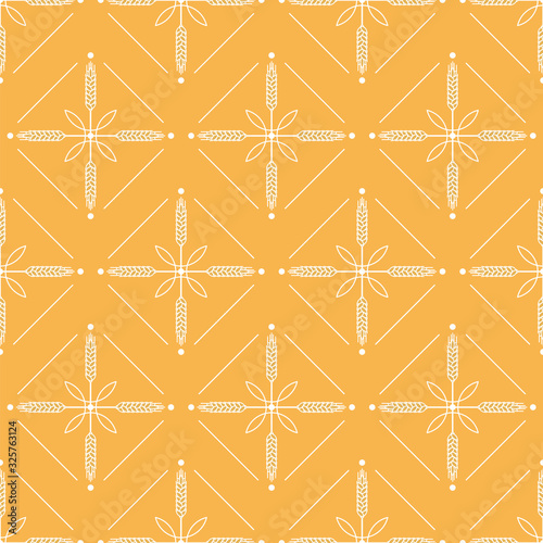 Wheat. Seamless pattern, texture with cereals. Brewery, pub, brasserie. Graphic print for bakery, flour packaging, website design element, banner, brochure, booklet.