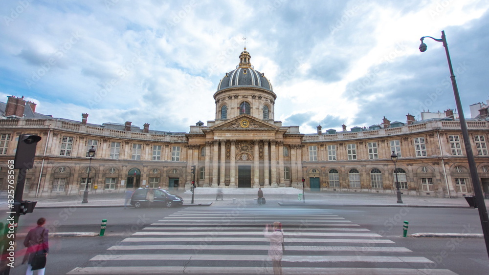 Institute de France in Paris from Pont des Arts timelapse