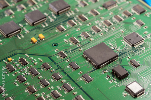 Computer chip close up. Hi tech concept. © Andriy